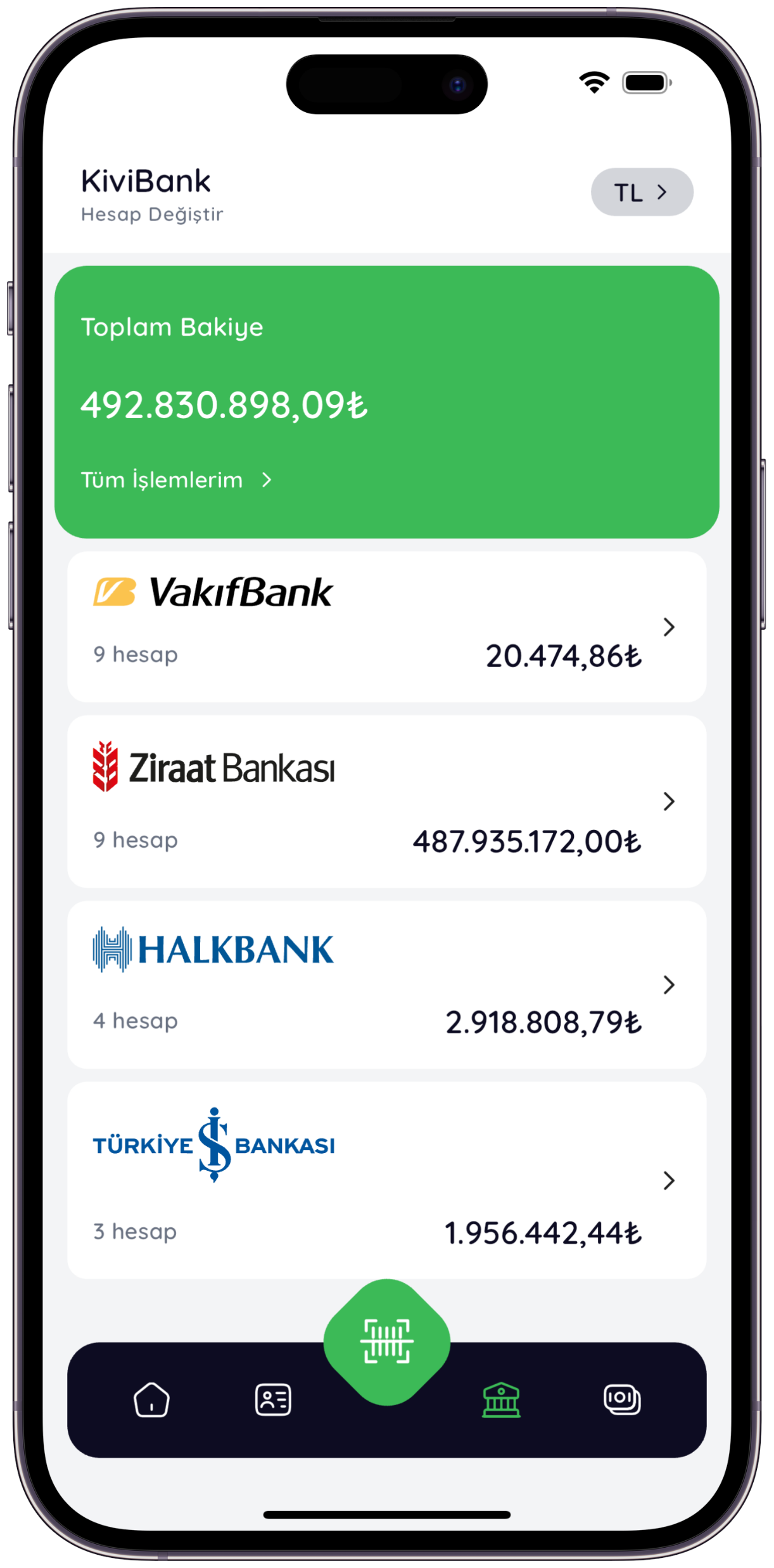 KiviBANK mobil — tüm banka hesapları tek ekranda